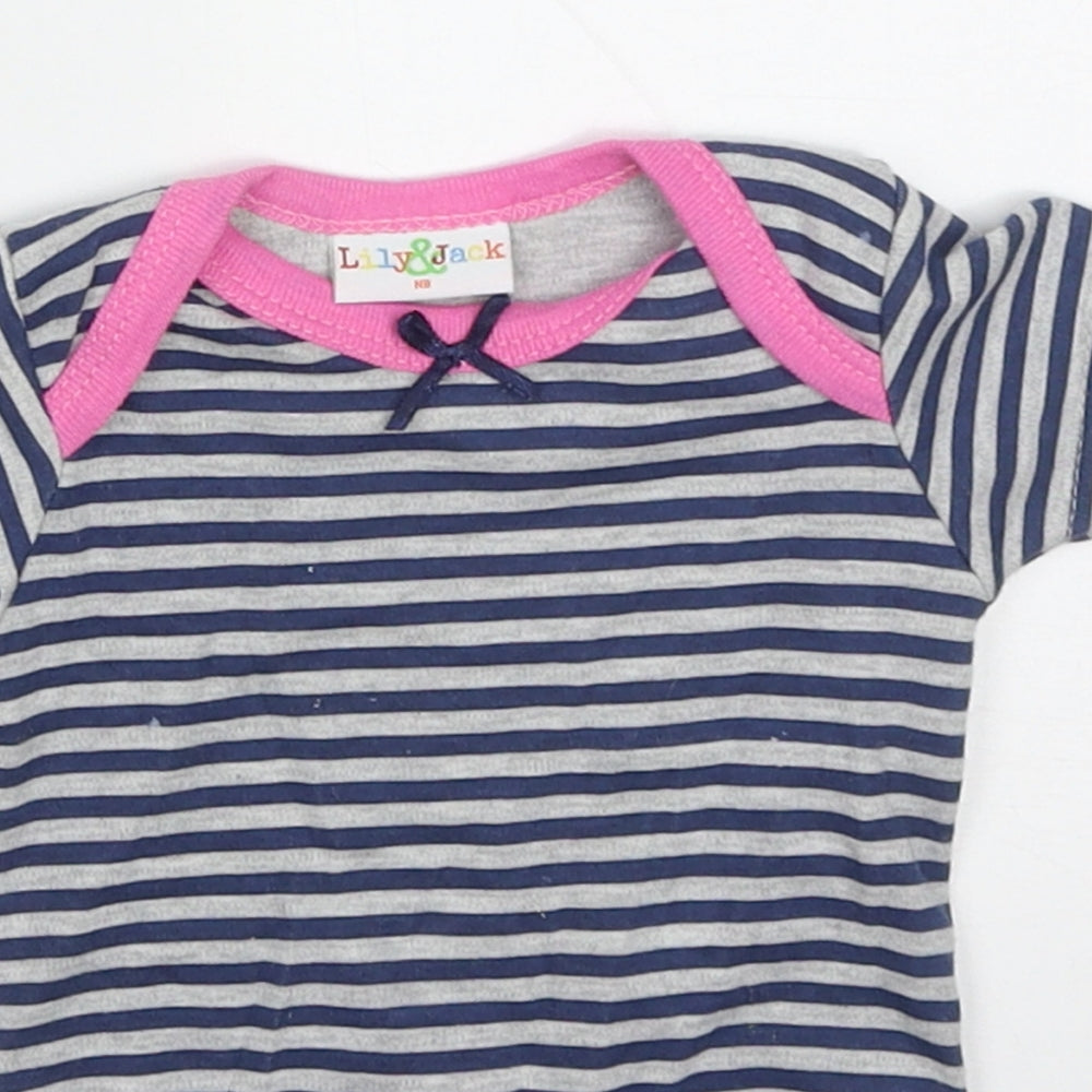 Lily & Jack Baby Multicoloured Striped Cotton Babygrow One-Piece Size Newborn  Button
