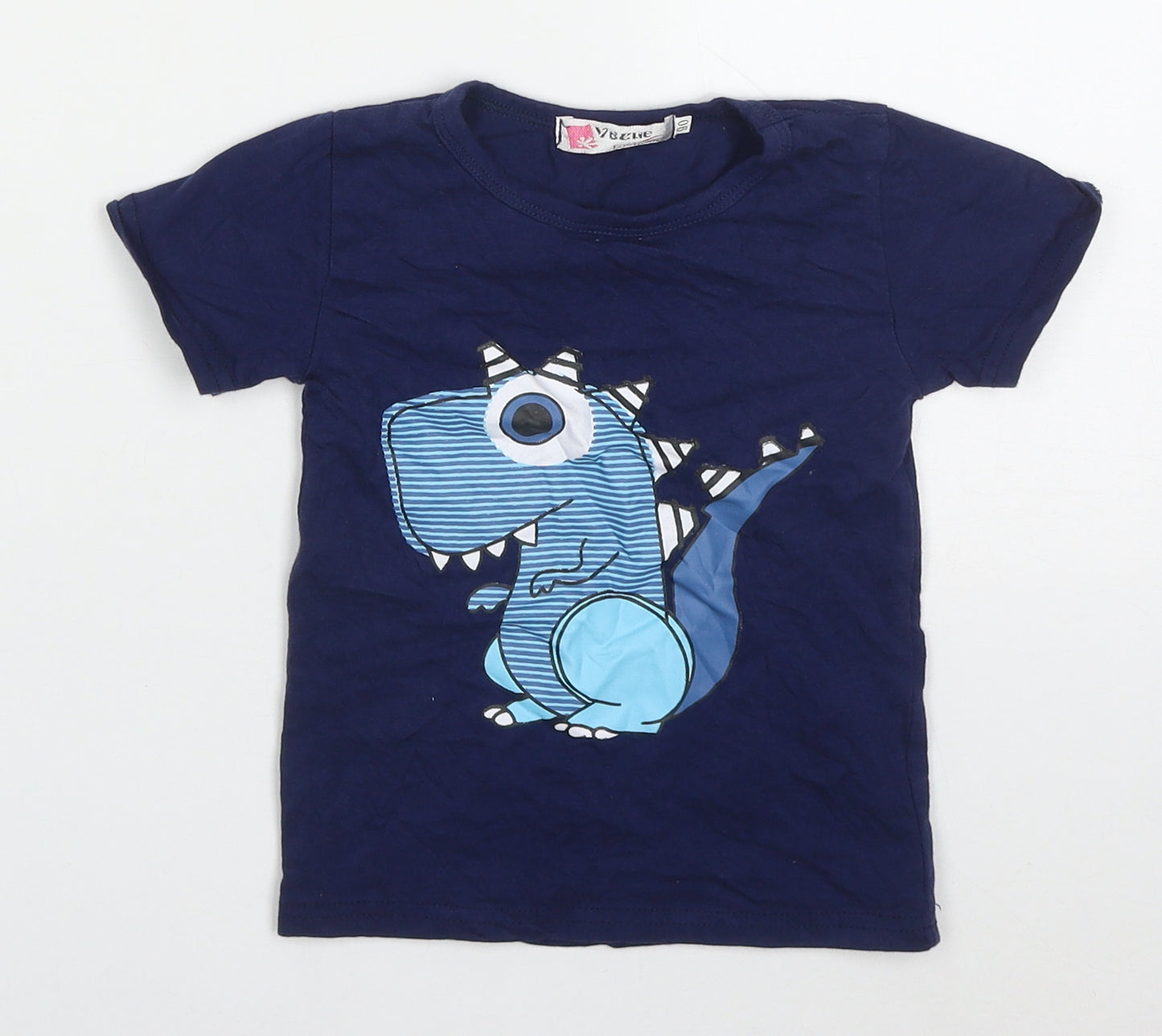 Vogue Fashion Boys Blue  Cotton Basic T-Shirt Size 2 Years Crew Neck Pullover - Monster