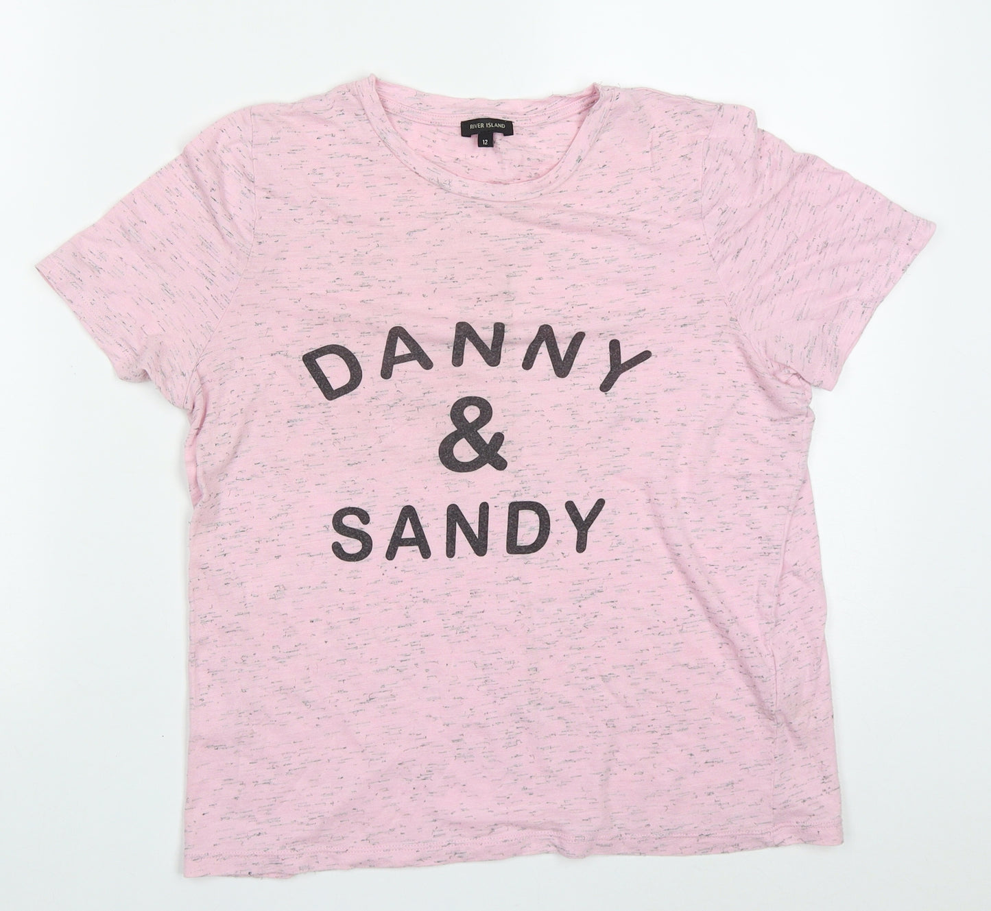 River Island Womens Pink  Viscose Basic T-Shirt Size 12 Crew Neck - Danny & Sandy