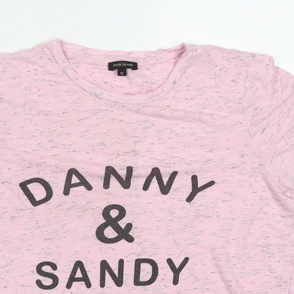 River Island Womens Pink  Viscose Basic T-Shirt Size 12 Crew Neck - Danny & Sandy