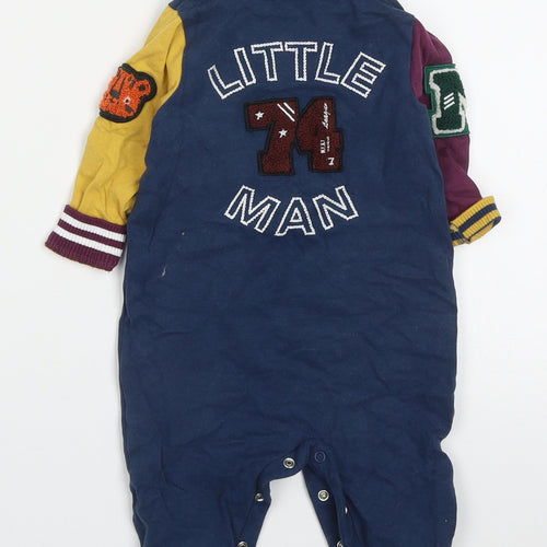NEXT Boys Multicoloured Colourblock Cotton Coverall One-Piece Size 6-9 Months  Button - Little Man
