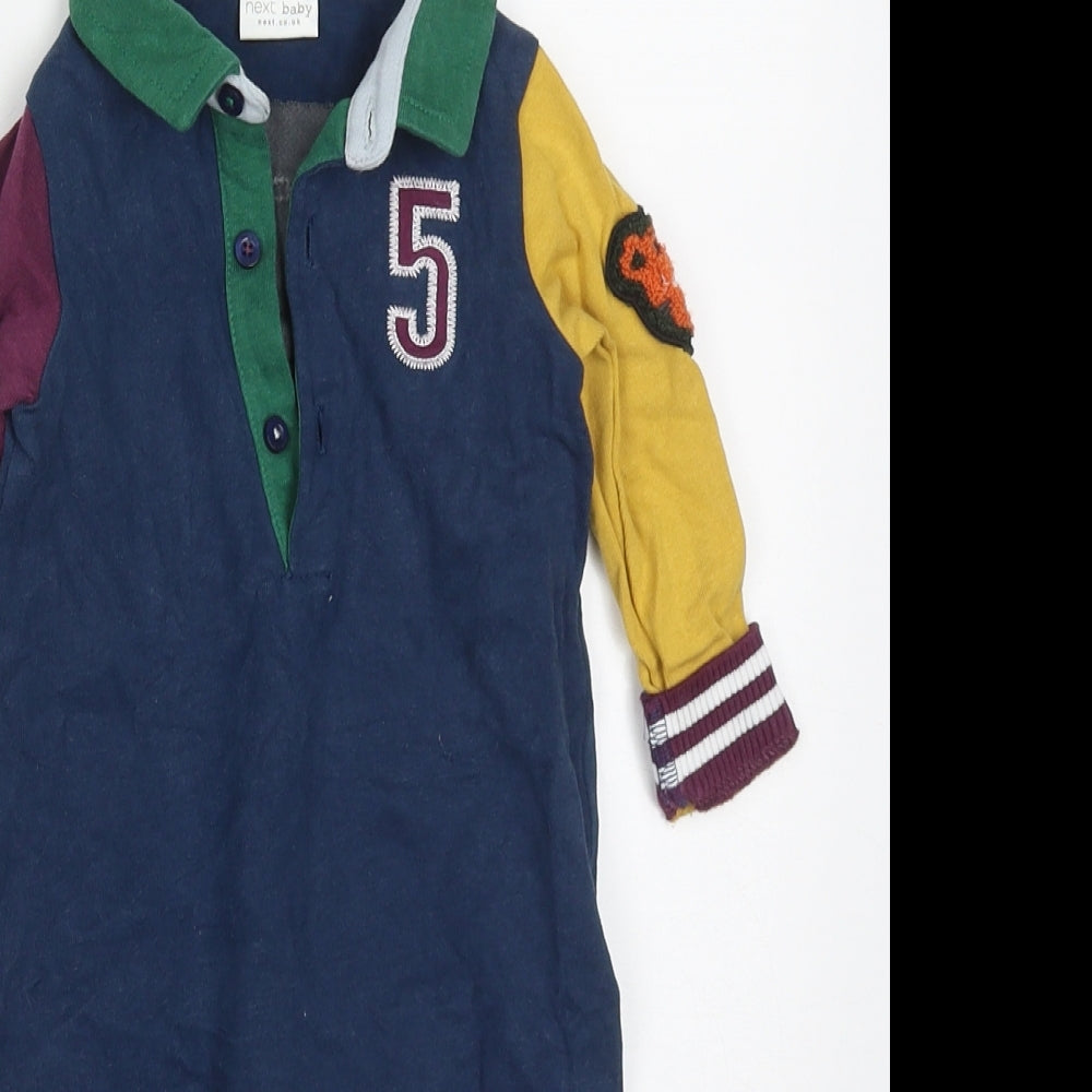 NEXT Boys Multicoloured Colourblock Cotton Coverall One-Piece Size 6-9 Months  Button - Little Man