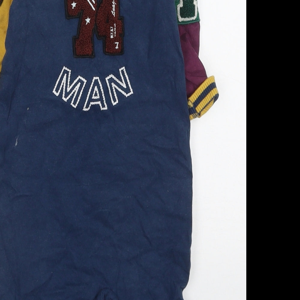 NEXT Boys Multicoloured Colourblock Cotton Coverall One-Piece Size 6-9 Months  Button - Little Man