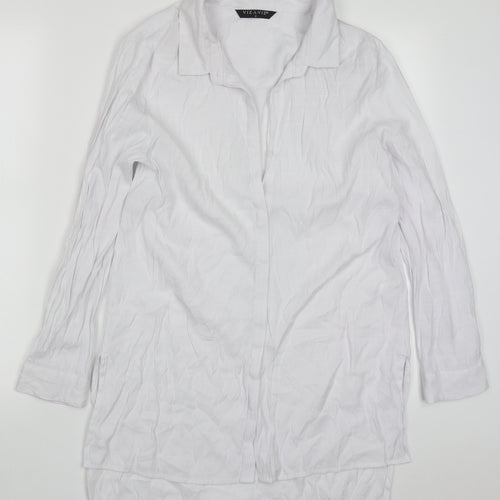 Viz A Viz Womens White  Polyester Basic Button-Up Size S Collared