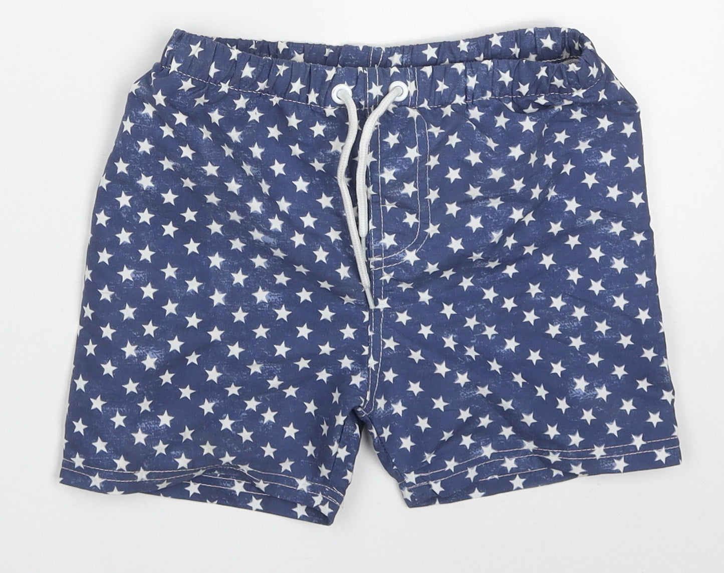 Hullaballoo Boys Blue Geometric Polyester Bermuda Shorts Size 5-6 Years  Regular Drawstring - Stars Swim Shorts