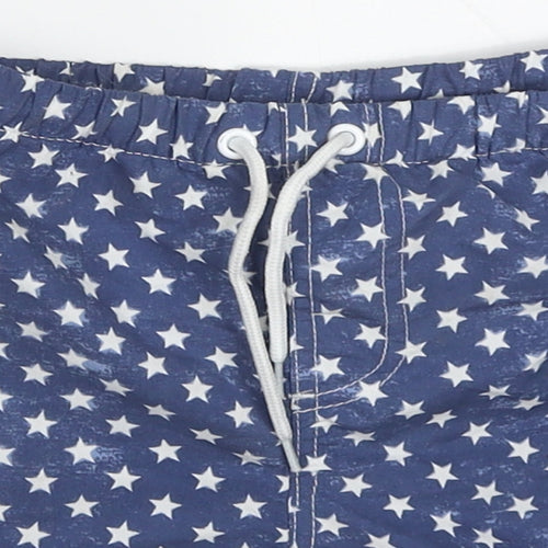 Hullaballoo Boys Blue Geometric Polyester Bermuda Shorts Size 5-6 Years  Regular Drawstring - Stars Swim Shorts