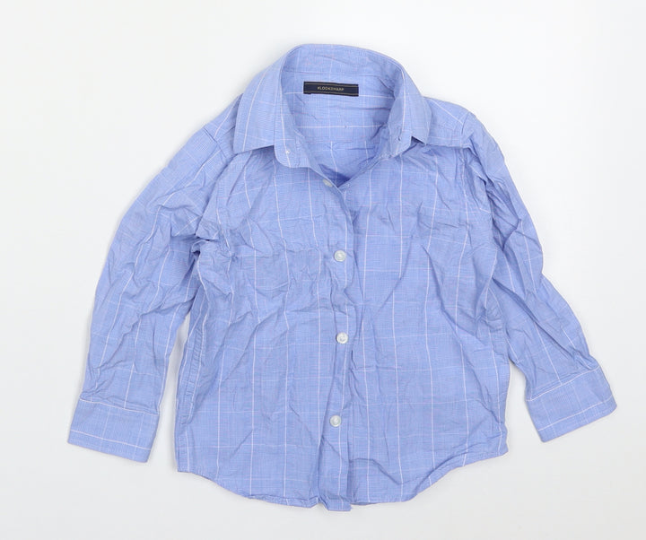 NEXT Boys Blue Check Cotton Basic Button-Up Size 3 Years Collared Button