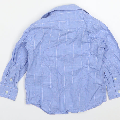 NEXT Boys Blue Check Cotton Basic Button-Up Size 3 Years Collared Button