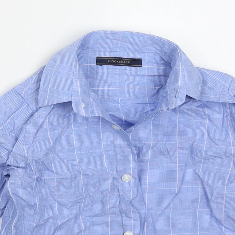 NEXT Boys Blue Check Cotton Basic Button-Up Size 3 Years Collared Button