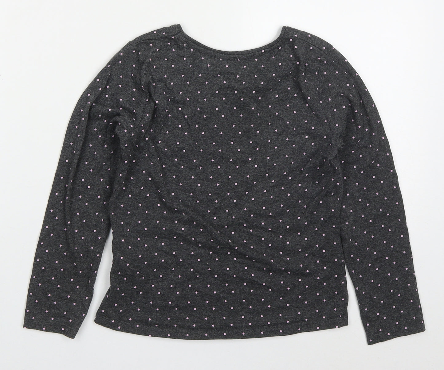 Primark Girls Grey Polka Dot Cotton Basic T-Shirt Size 6-7 Years Round Neck Pullover - Love to Dance
