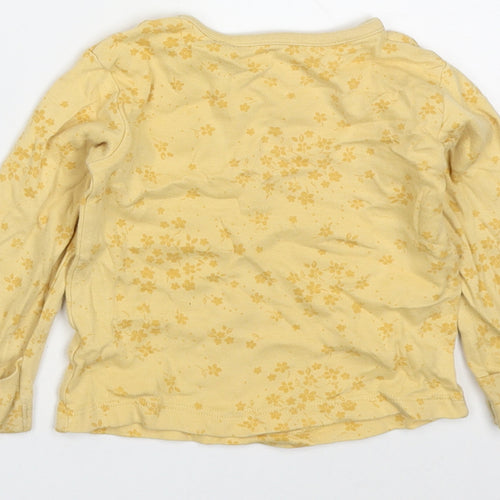 George Girls Yellow Floral Cotton Basic T-Shirt Size 6-9 Months Round Neck Pullover