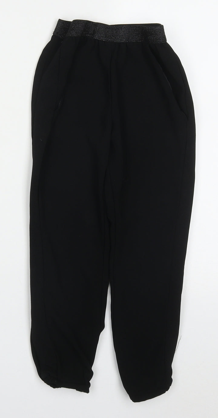 Nutmeg Girls Black Polyester Dress Pants Trousers Size 6-7 Years Regular