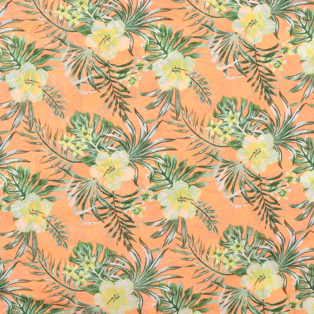 Pep&Co Womens Orange Floral Polyester Basic T-Shirt Size 14 Off the Shoulder