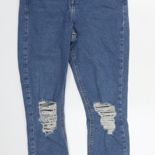 Topshop Womens Blue  Cotton Skinny Jeans Size 28 in L26 in Regular Button