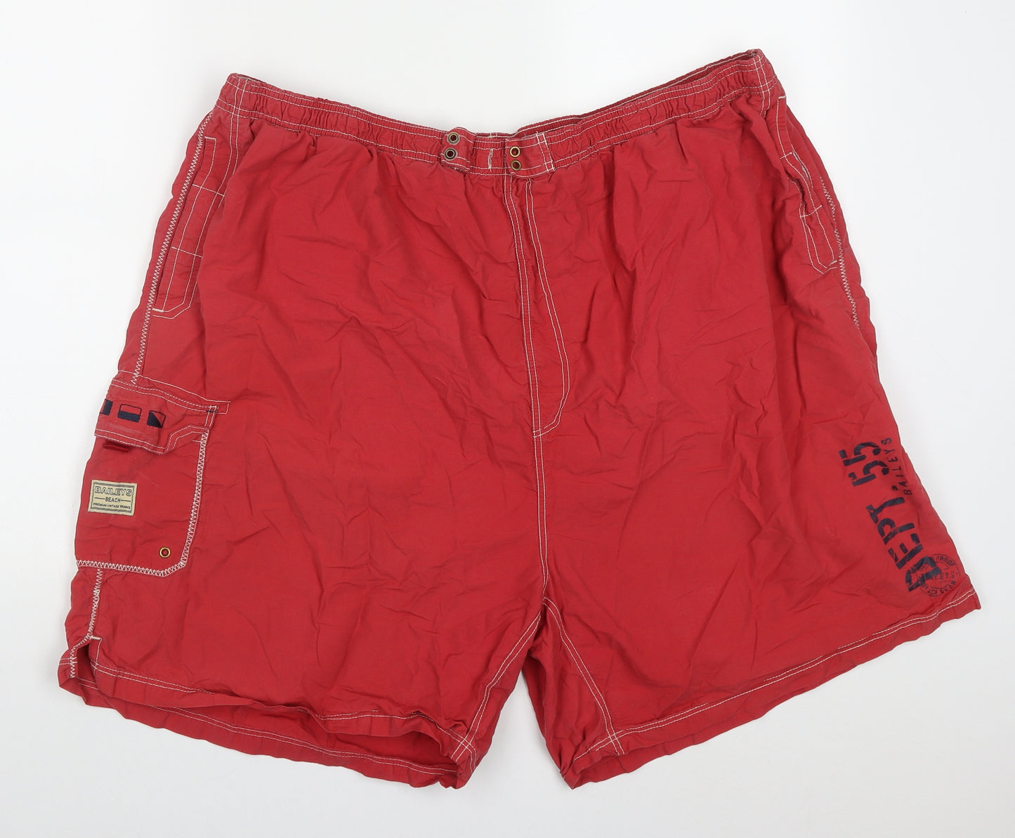 Preworn Mens Red  Cotton Athletic Shorts Size 44 L8 in Regular Drawstring