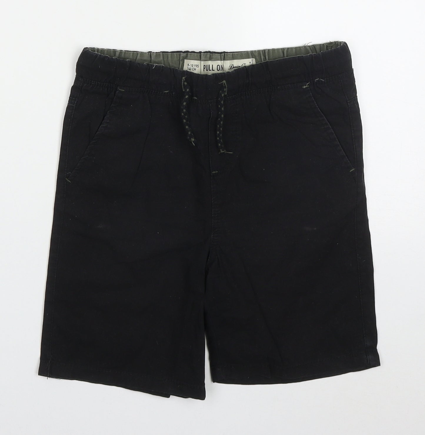 Denim Co Boys Black  Cotton Bermuda Shorts Size 9-10 Years  Regular Drawstring