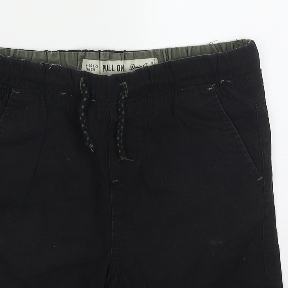 Denim Co Boys Black  Cotton Bermuda Shorts Size 9-10 Years  Regular Drawstring