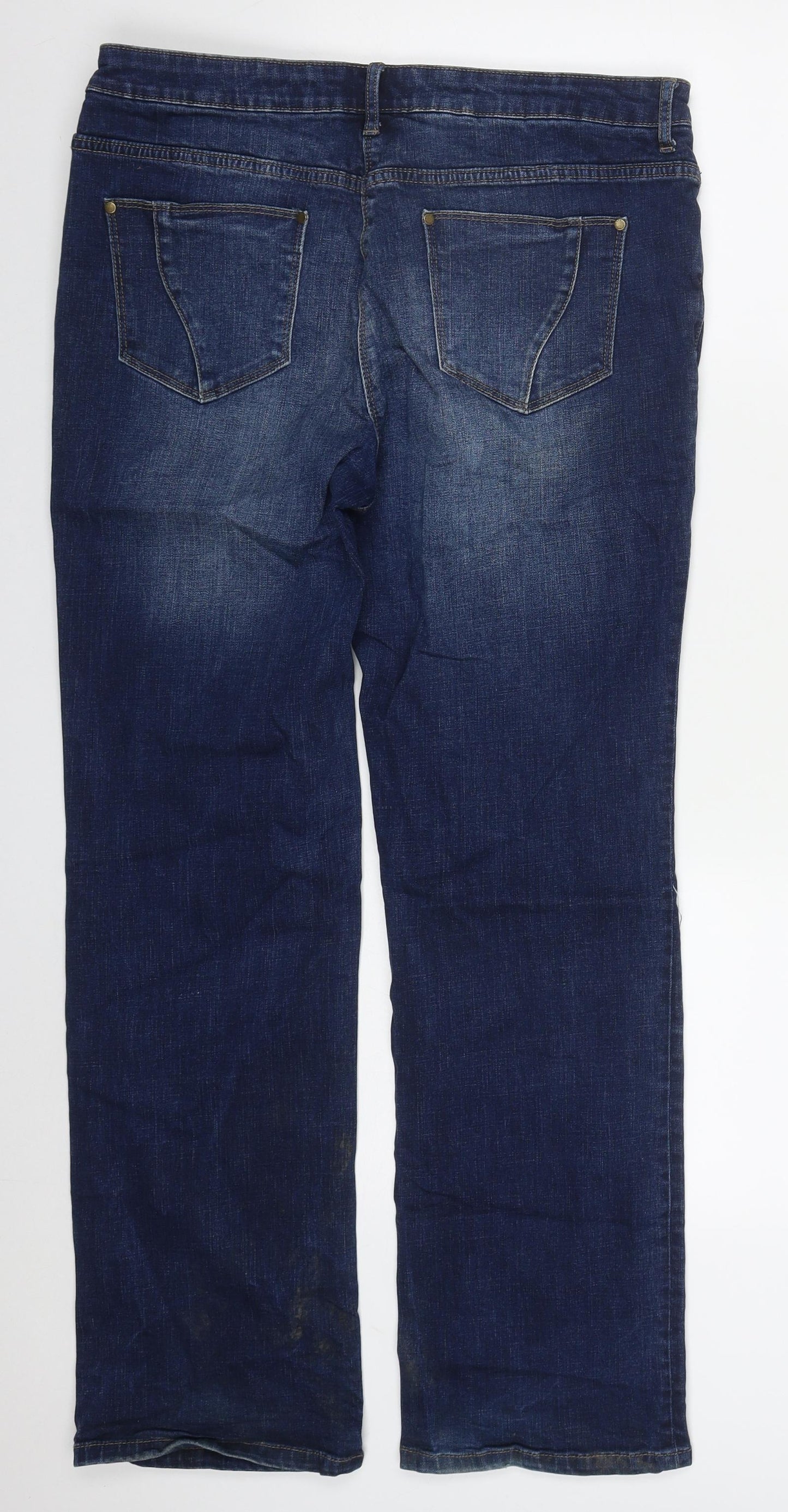 John Rocha Womens Blue  Cotton Straight Jeans Size 14 L29 in Regular Button