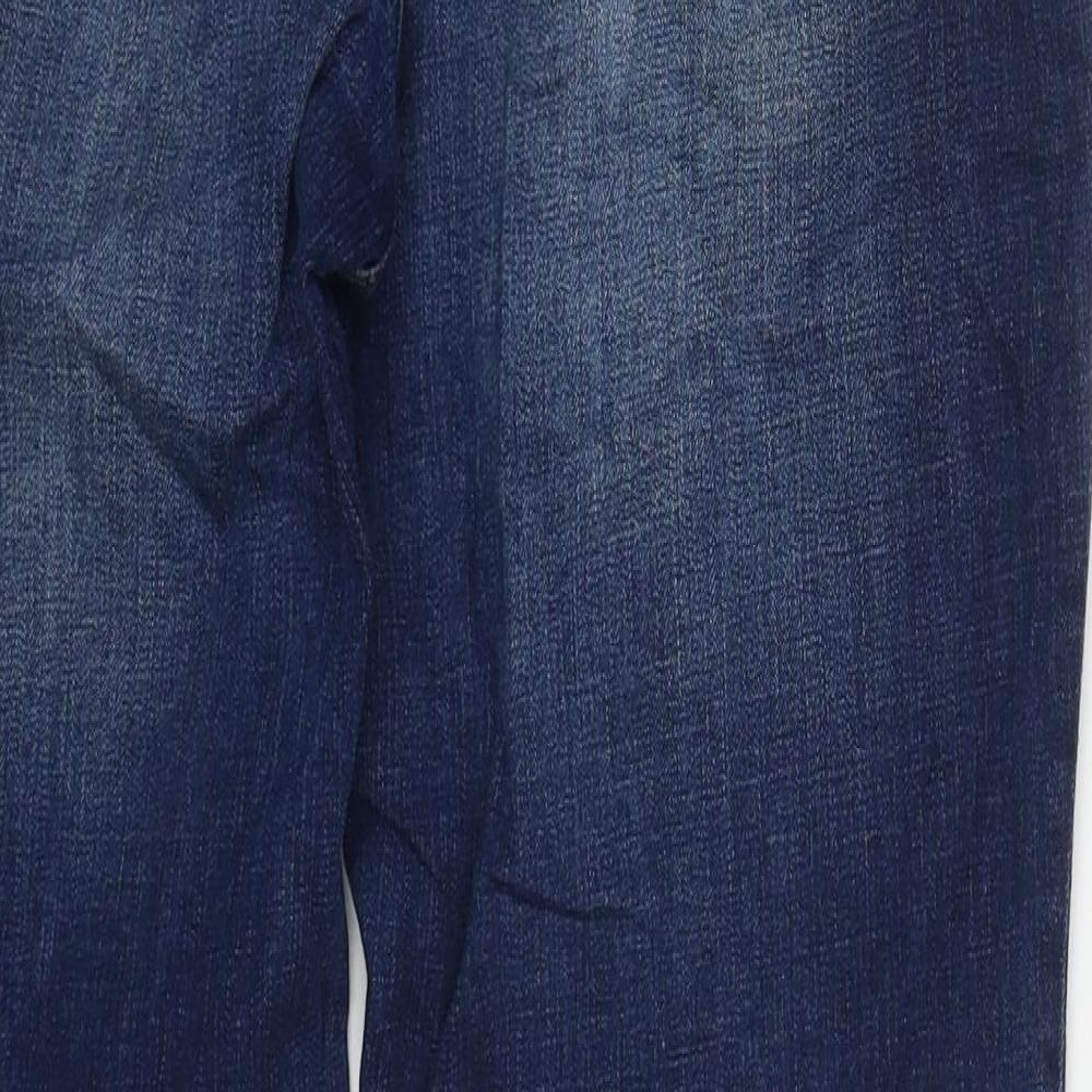 John Rocha Womens Blue  Cotton Straight Jeans Size 14 L29 in Regular Button