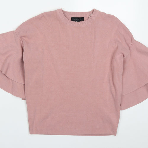 New Look Womens Pink Round Neck  Viscose Pullover Jumper Size 6