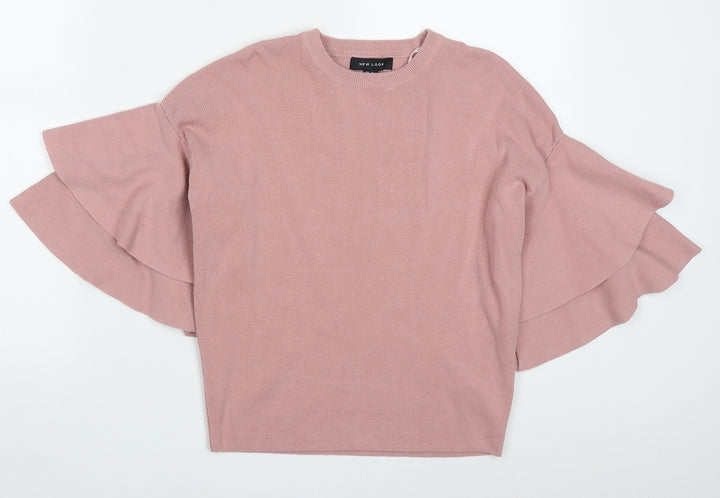 New Look Womens Pink Round Neck  Viscose Pullover Jumper Size 6
