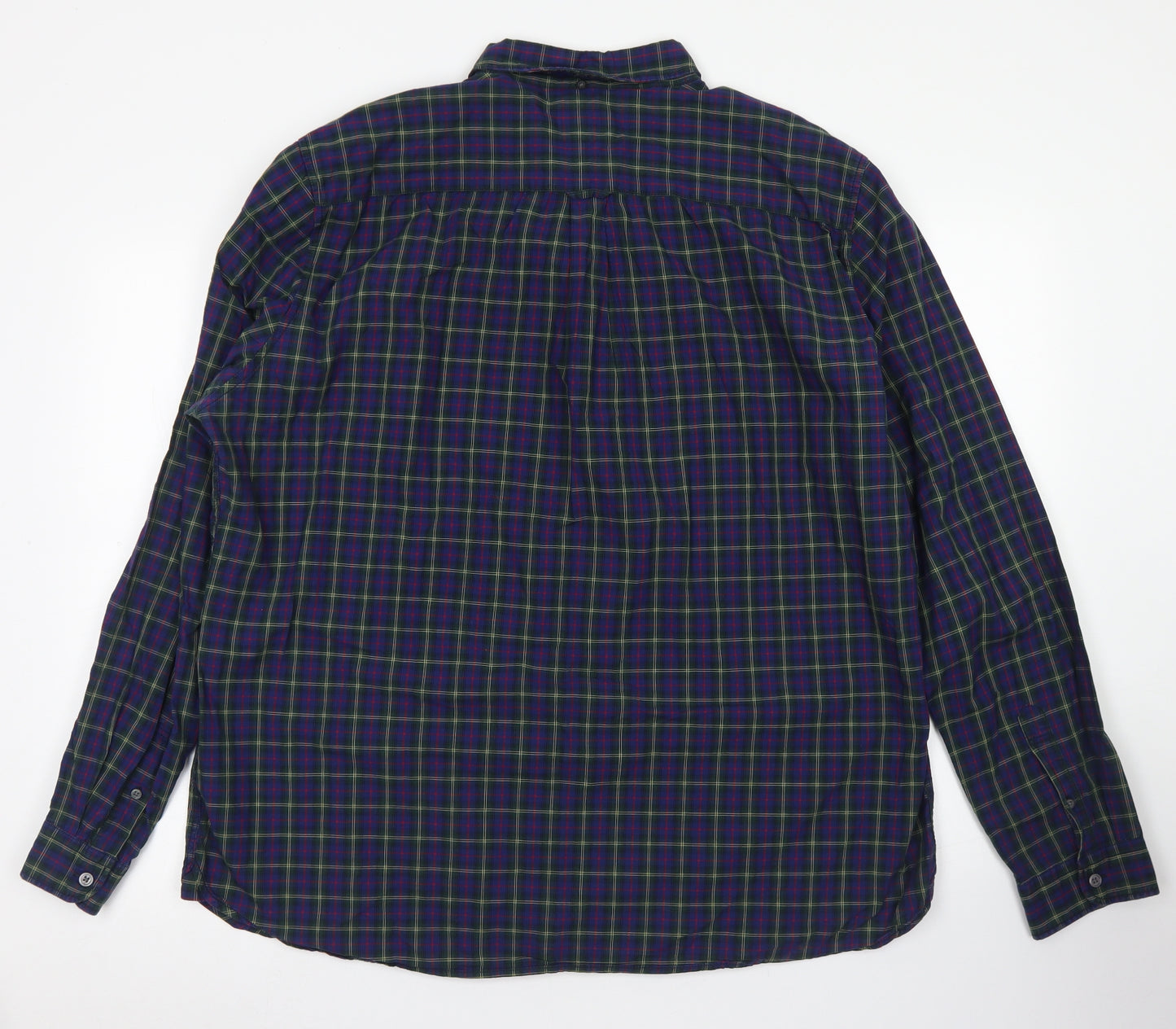 NEXT Mens Blue Plaid Cotton  Button-Up Size 2XL Collared Button