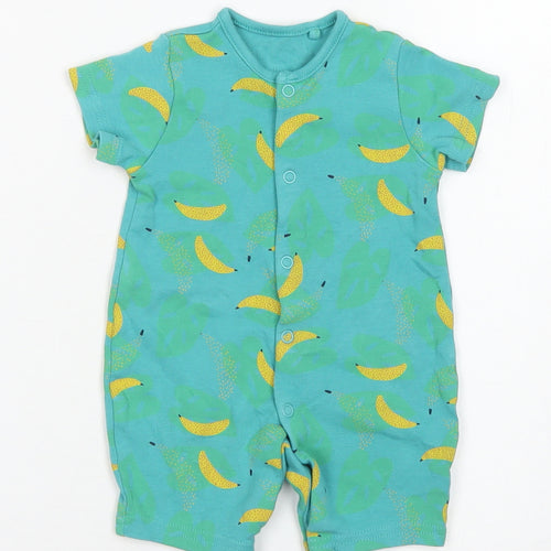 TU Boys Blue Floral Cotton Romper One-Piece Size 0-3 Months  Snap - Banana