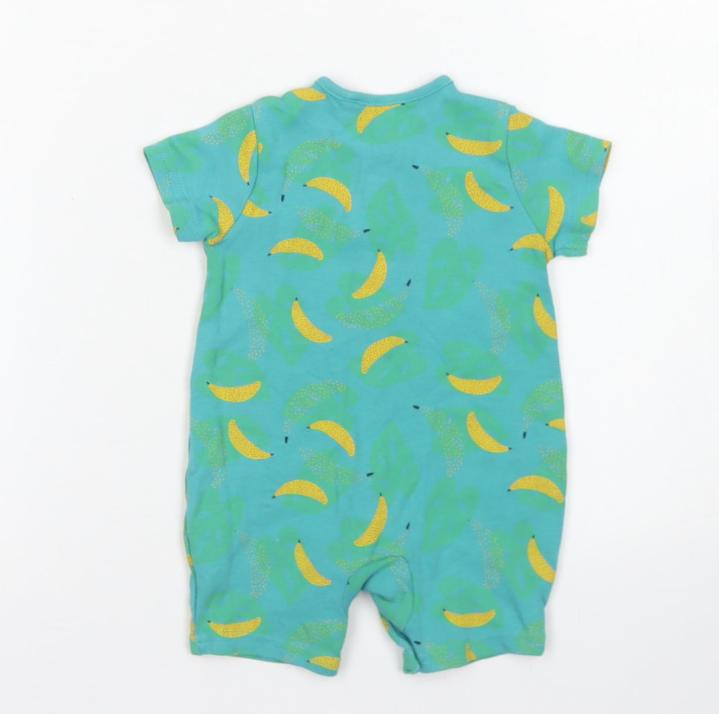 TU Boys Blue Floral Cotton Romper One-Piece Size 0-3 Months  Snap - Banana