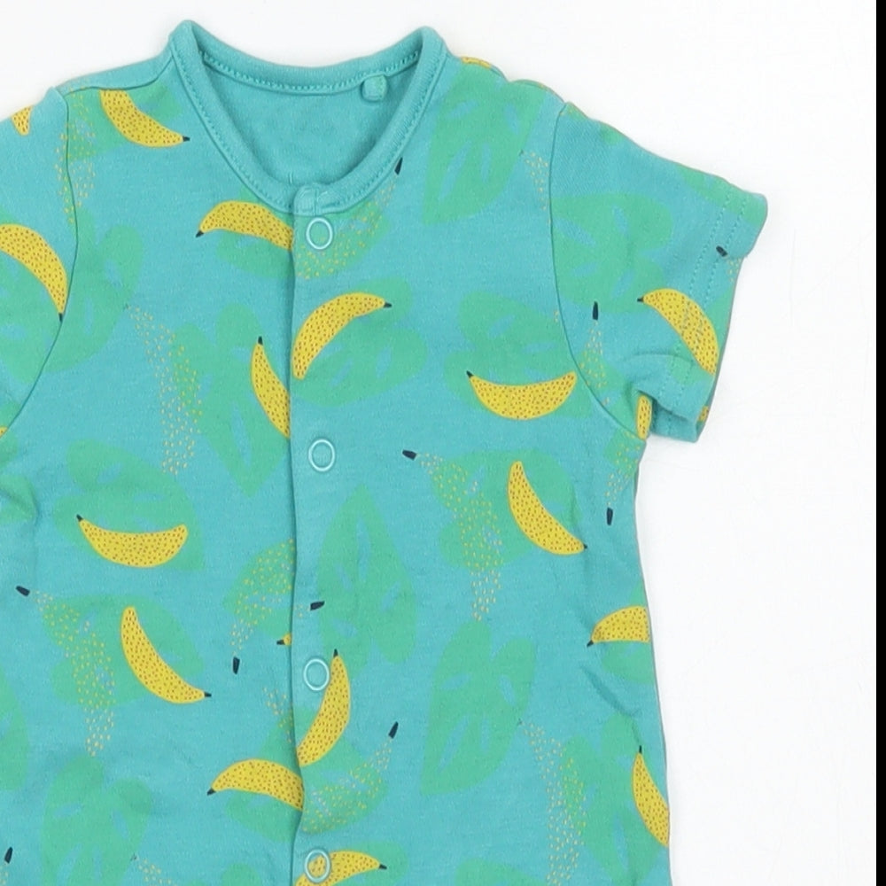 TU Boys Blue Floral Cotton Romper One-Piece Size 0-3 Months  Snap - Banana