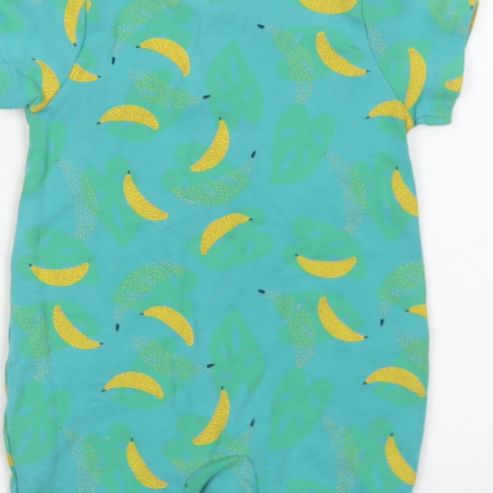 TU Boys Blue Floral Cotton Romper One-Piece Size 0-3 Months  Snap - Banana