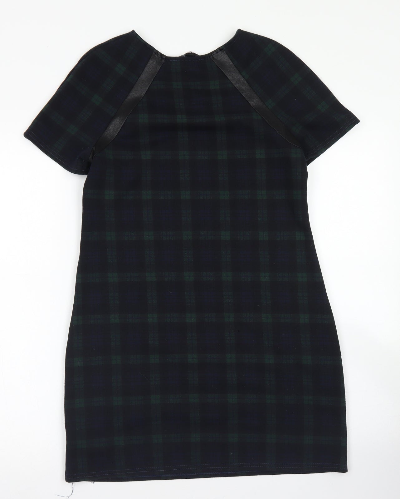 New Look Womens Blue Plaid Polyester A-Line  Size 12  Crew Neck