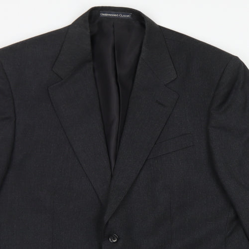 Greenwoods Classic Mens Grey  Wool Jacket Blazer Size 42