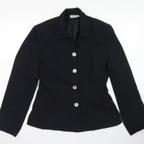Bay Trading Company Womens Black  Polyester Jacket Blazer Size 12
