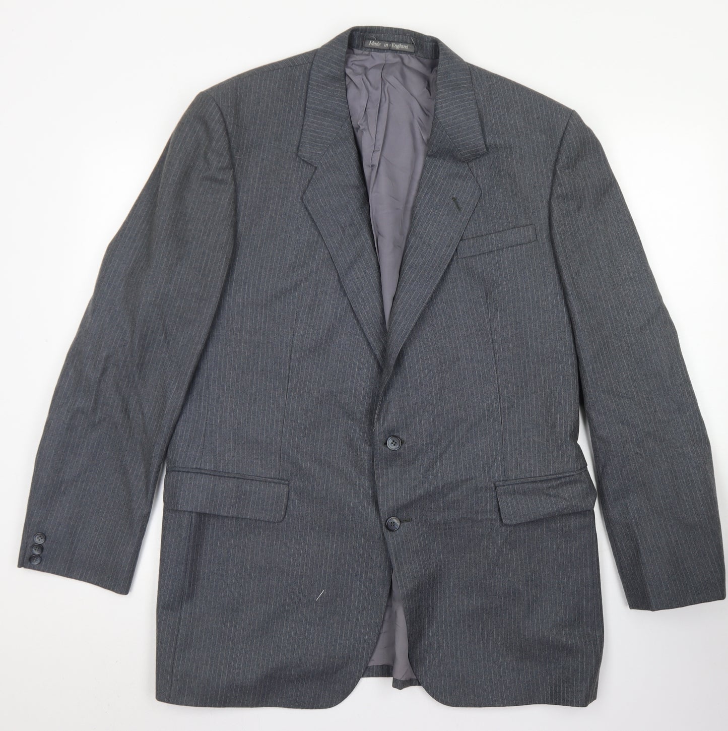 Burton Mens Grey Striped Wool Jacket Blazer Size 40