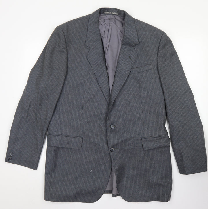Burton Mens Grey Striped Wool Jacket Blazer Size 40