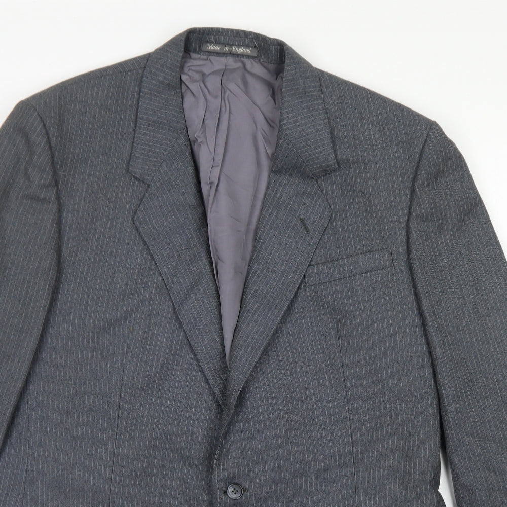 Burton Mens Grey Striped Wool Jacket Blazer Size 40