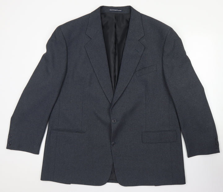Greenwoods Classic Mens Grey  Polyester Jacket Blazer Size 46