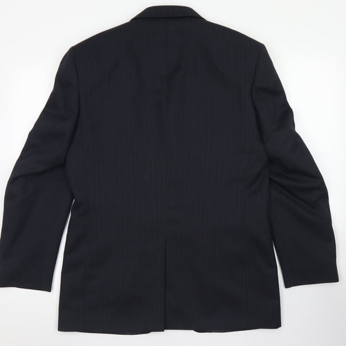 Pinstripe Mens Blue Striped Polyester Jacket Blazer Size 38