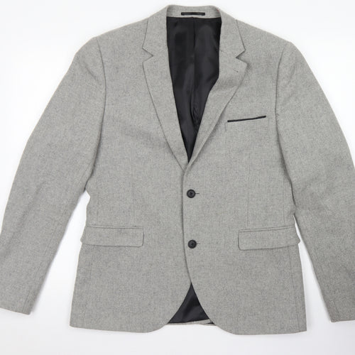 Cedar Wood State Mens Grey  Wool Jacket Blazer Size L   - Skinny Fit