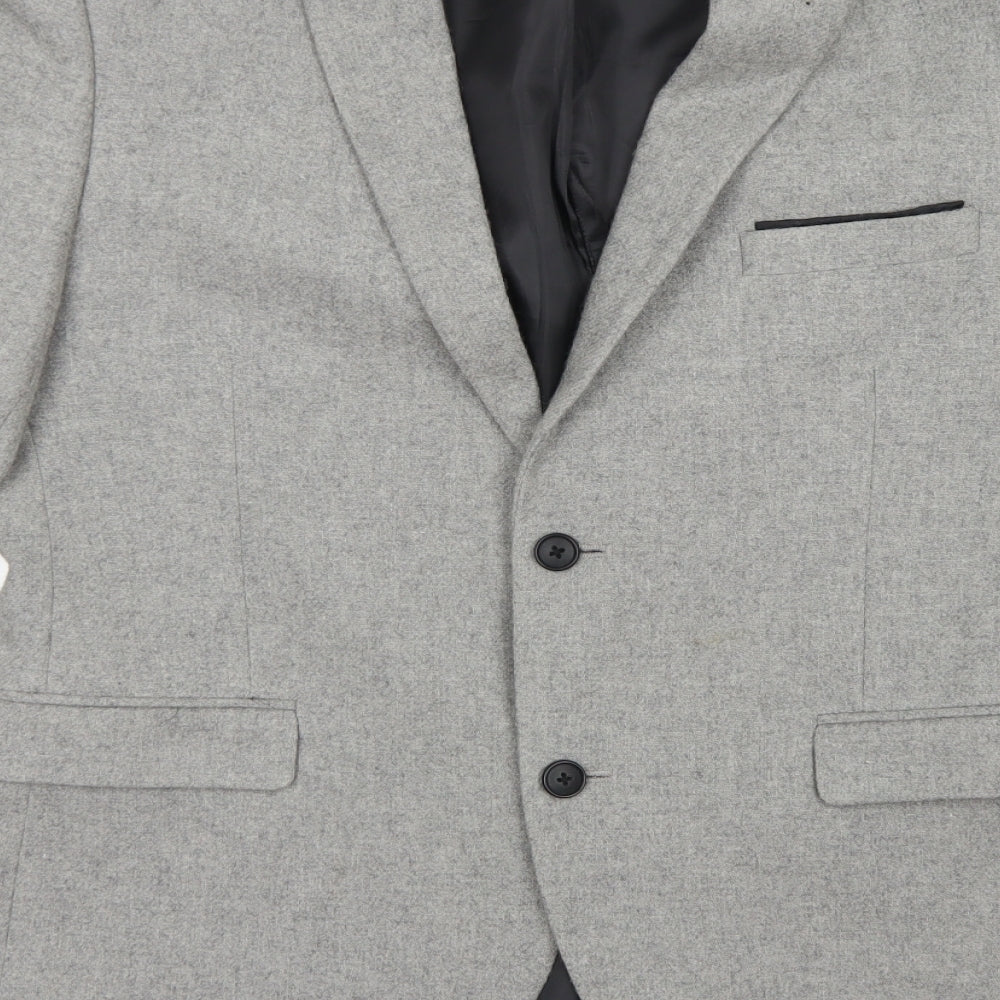 Cedar Wood State Mens Grey  Wool Jacket Blazer Size L   - Skinny Fit