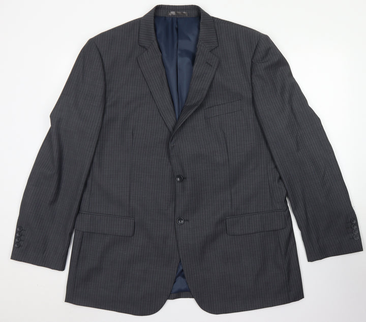 Butler & Webb Mens Grey Striped Wool Jacket Blazer Size 46