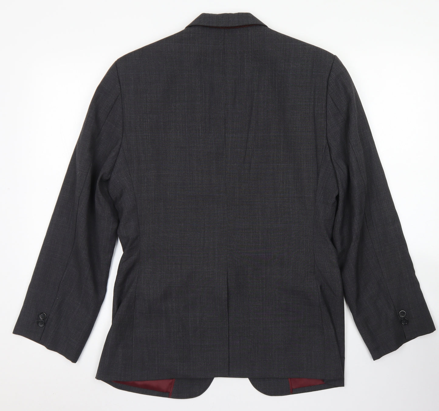 Hand Tailored Mens Grey  Polyester Jacket Blazer Size 34