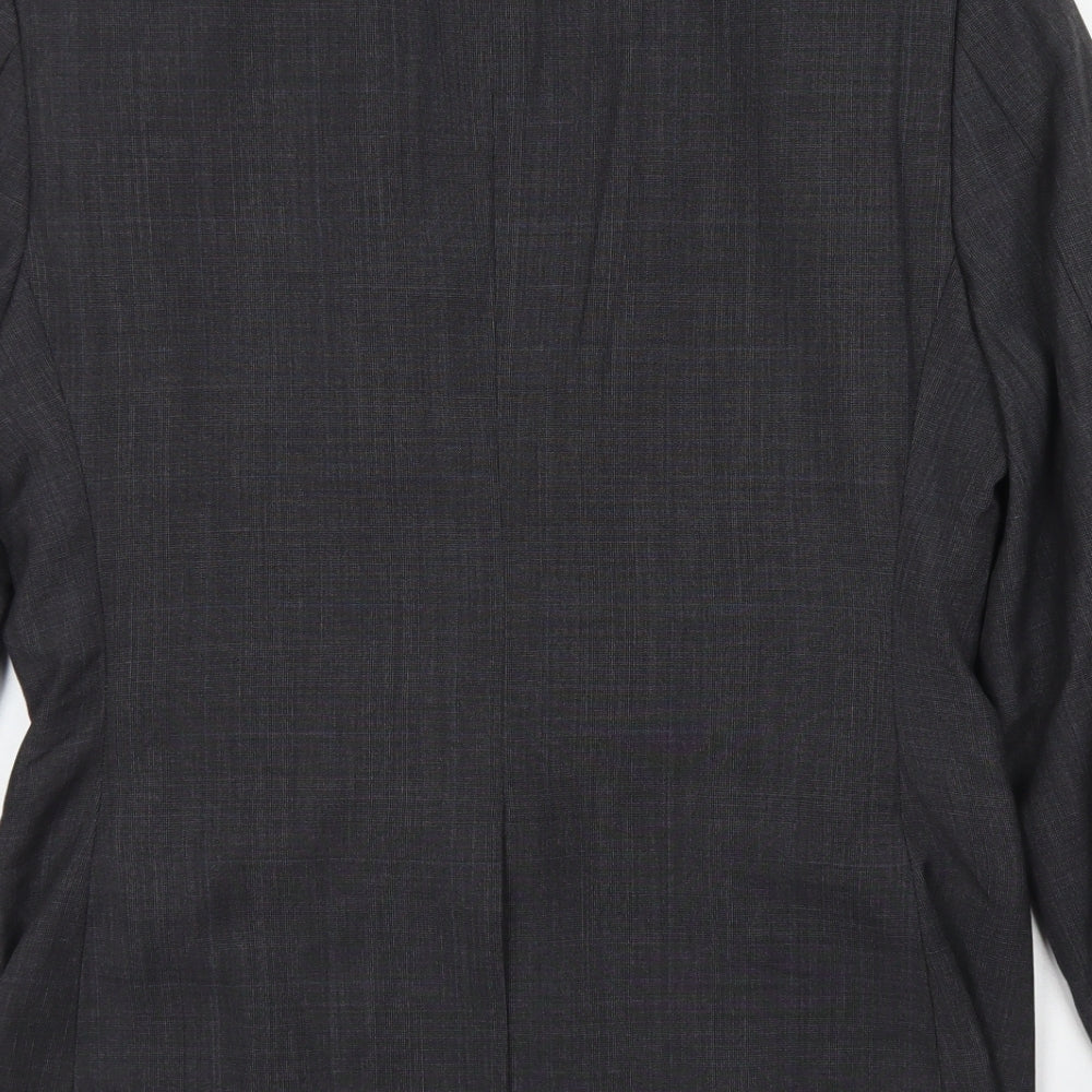 Hand Tailored Mens Grey  Polyester Jacket Blazer Size 34