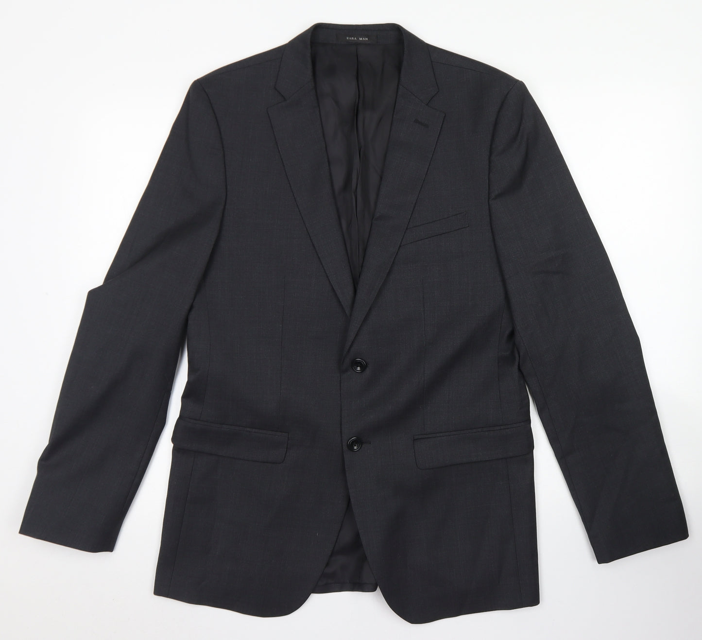 Zara Mens Grey  Wool Jacket Blazer Size 36
