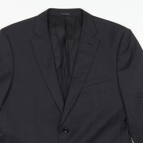 Zara Mens Grey  Wool Jacket Blazer Size 36