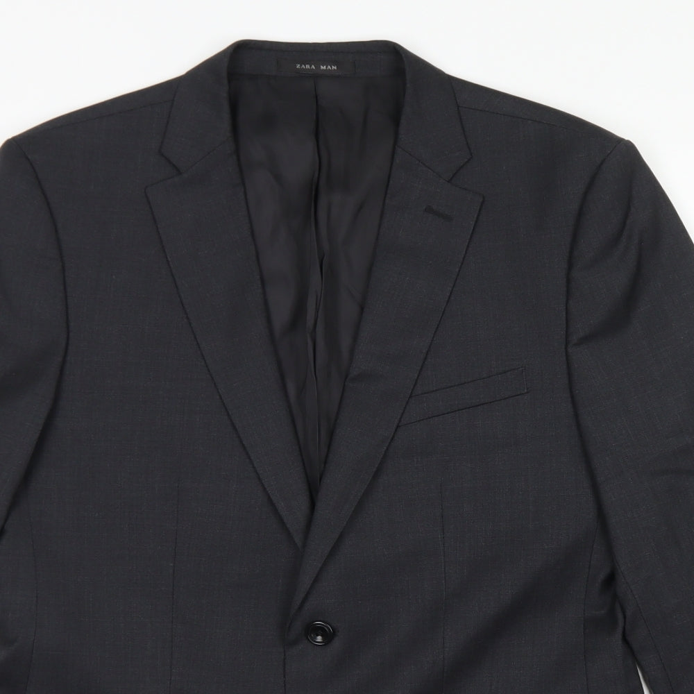 Zara Mens Grey  Wool Jacket Blazer Size 36