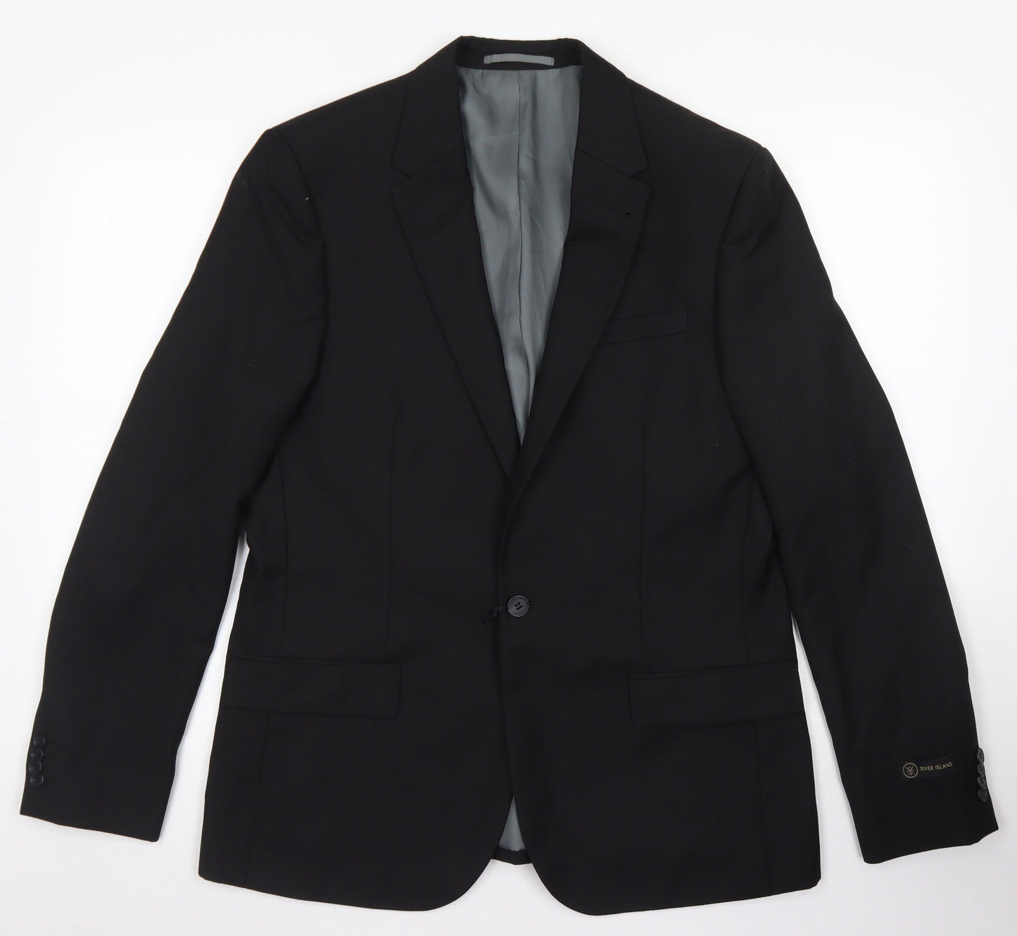 River Island Mens Black  Polyester Jacket Blazer Size 42