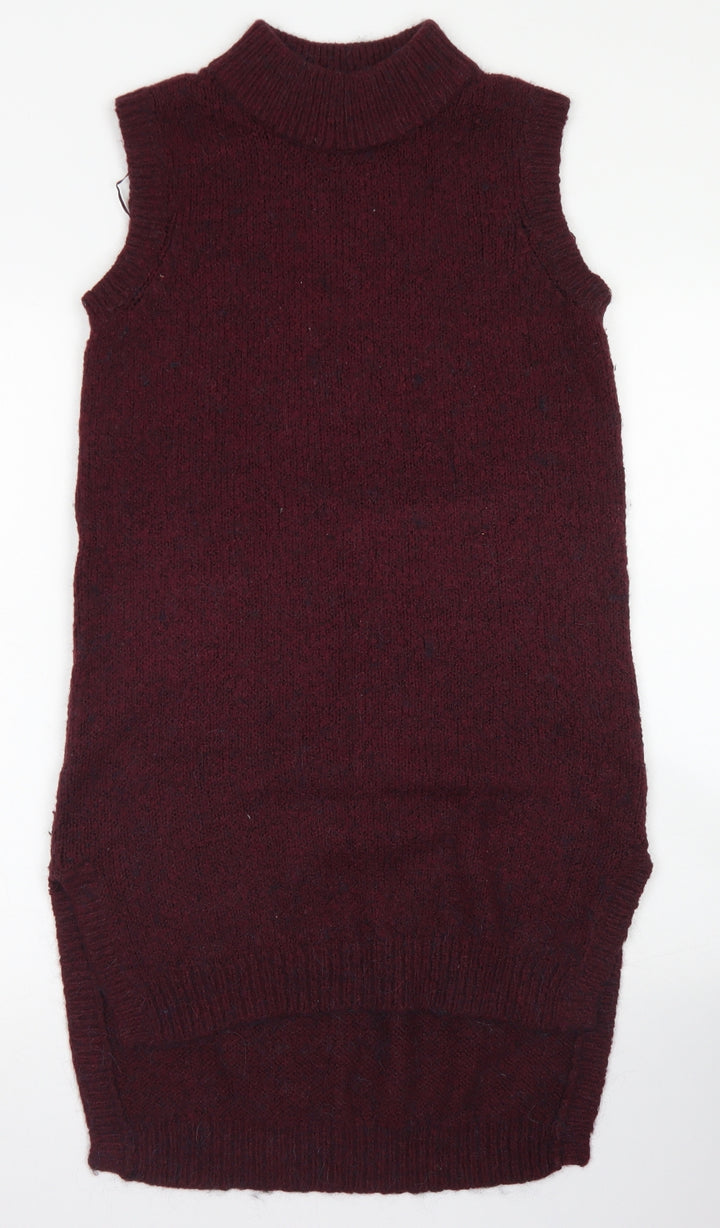 F&F Womens Purple Acrylic Tank Dress Size 10 Mock Neck