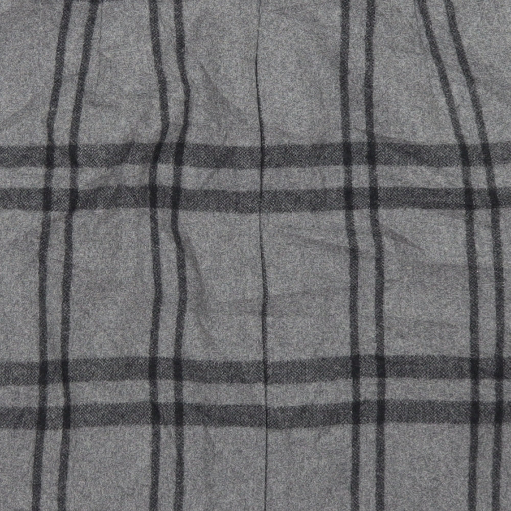 M&S Womens Grey Plaid Wool A-Line Skirt Size 8   Zip