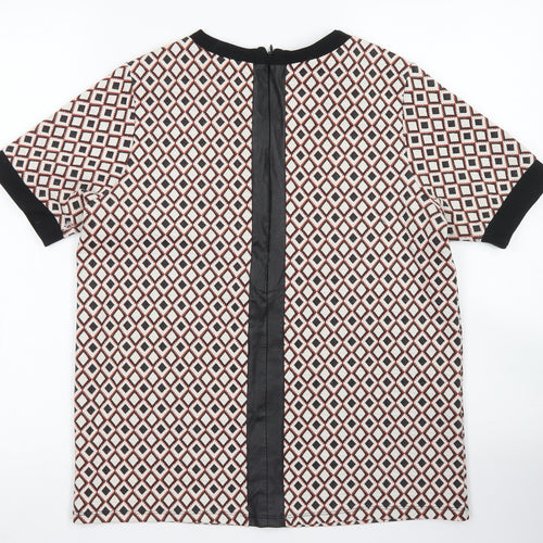 River Island Womens Ivory Argyle/Diamond Polyester Basic Blouse Size 10 Crew Neck